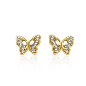 Gold Butterfly Crystal Stud Earrings for Women